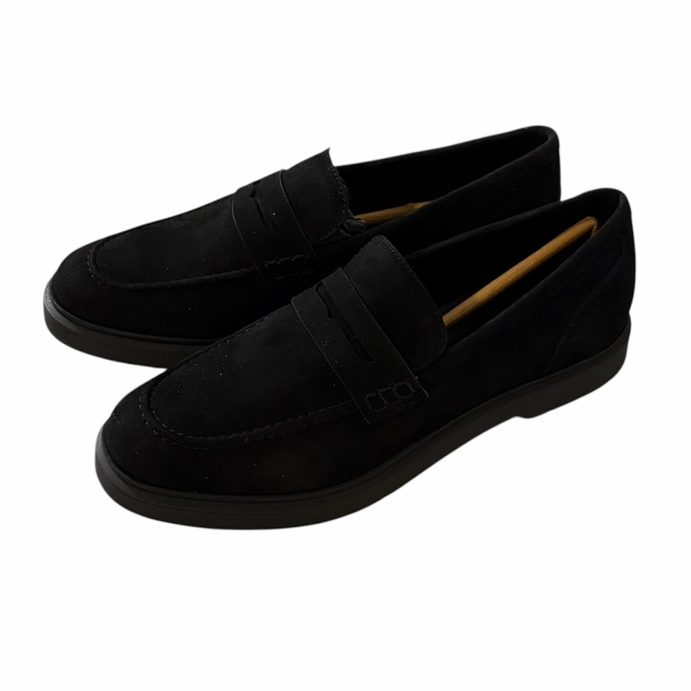 Nine West Black Suede Penny Loafers 10